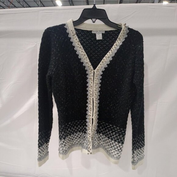 Alberto Makali Sweaters - Alberto Makali Black & White Ombre Knit Cardigan Sweater Shabby Chic Medium